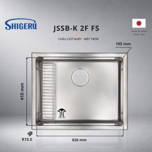 Chậu Rửa Bát 1 Hố SHIGERU JSSB K 2F FS - Bề Mặt Inox Trơn - Thiết Kế Lắp Âm- Made In Japan